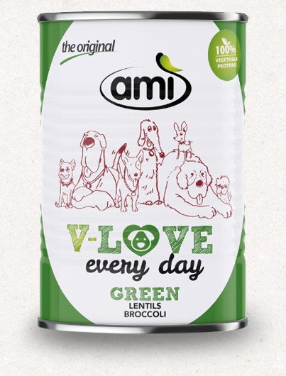 Ami V-Love GREEN vegán nedvestáp kutyáknak 400 g